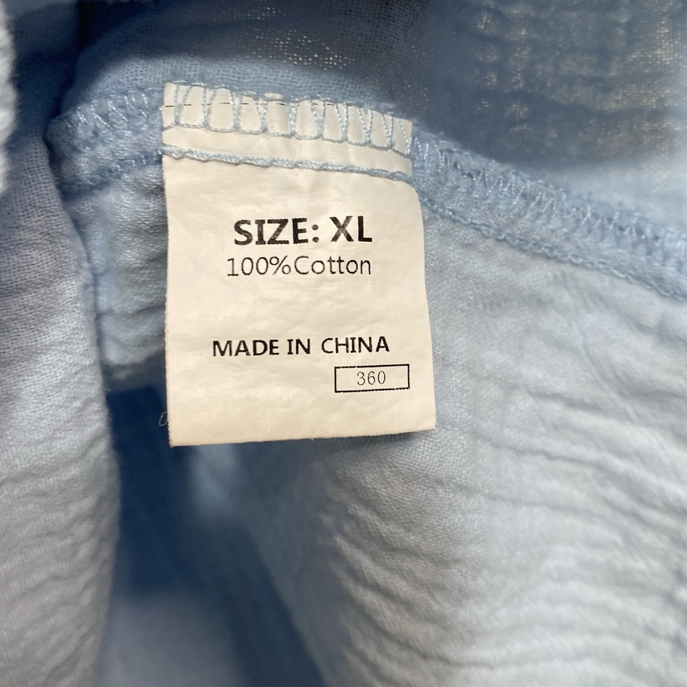 Pastel Blue 100% Cotton Gauze Ruffle Top Boho Natural Fibers Coastal Dokotoo XL - Picture 7 of 7